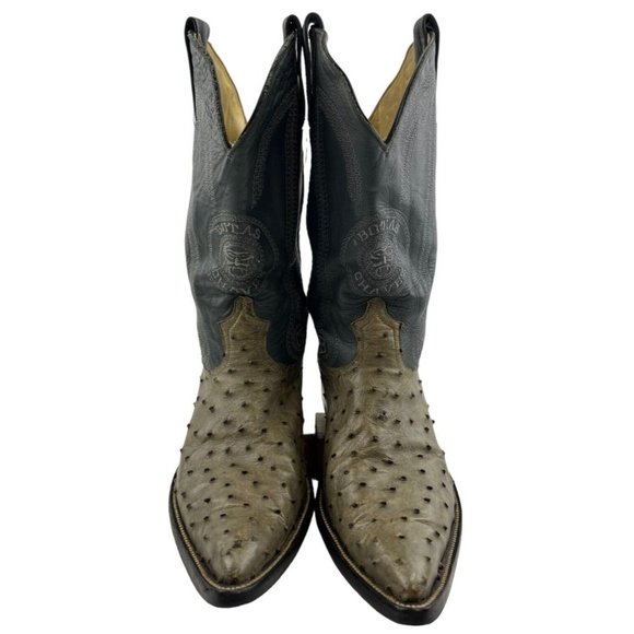 Men's Chavez Blue / Gray  Ostrich Pointed Toe Western Cowboy Boots Size 8 - Picture 3 of 7